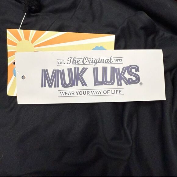 New With Tags MUK LUKS Cloud Knit Short Sleeve Empire Lounge Dress Black, Large - Picture 8 of 12